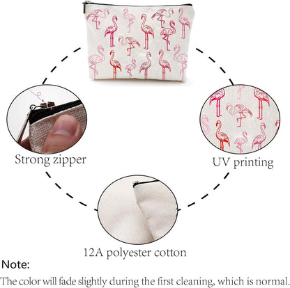 CREATCABIN Flamingo Makeup Bags Pink Cosmetic Pouch Zipper Pouches Pencil Case Polycotton Toiletry Bag Travel Organizer Bag Accessories Gifts Mom Girlfriend Wife Teacher 25 x 18 cm