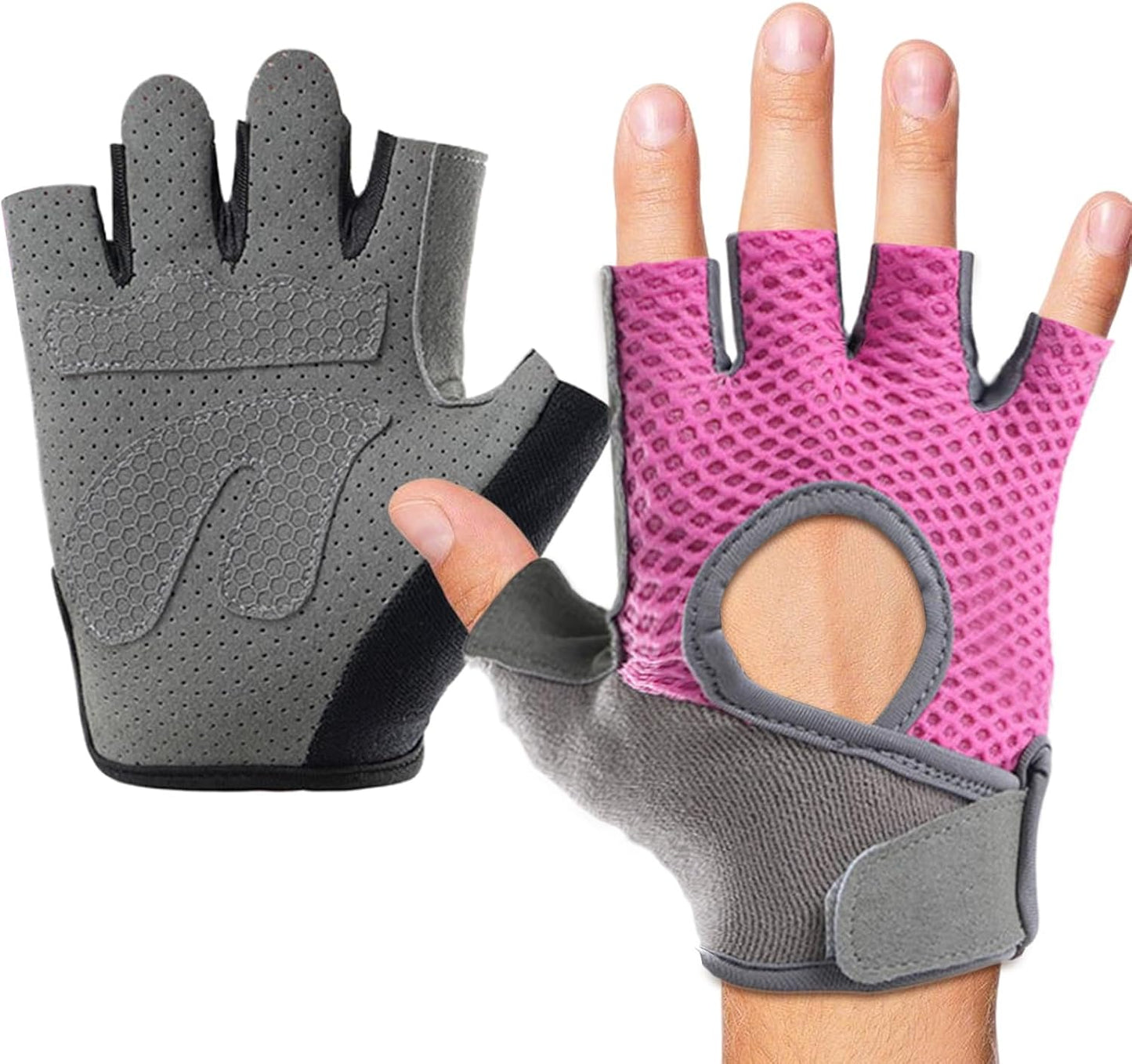 Fitness Gloves, Gym Weight Lifting Gloves, Training Hand Gear, Padded Palm Protection, Breathable Anti-Slip Grip, 1 Pair Black, Sportswear for Indoor Workouts Rock Climbing Cycling