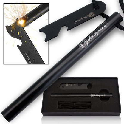 Holtzman's Gorilla Survival Holtzman's Ferro Rod | Fire Starter Heavy Duty 6-Inch x 1/2" Ferrocerium Rod Fire Starter Kit - Survival Magnesium Flint and Steel Set with Paracord & Scraper - Lightweight Emergency Camping Tool