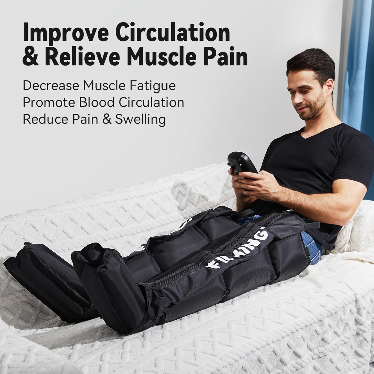 FIT KING Air Compression Recovery System, Foot and Leg Air Massage Boots for Blood Circulation and Fast Recovery, Enhance Sports Performance (Small)