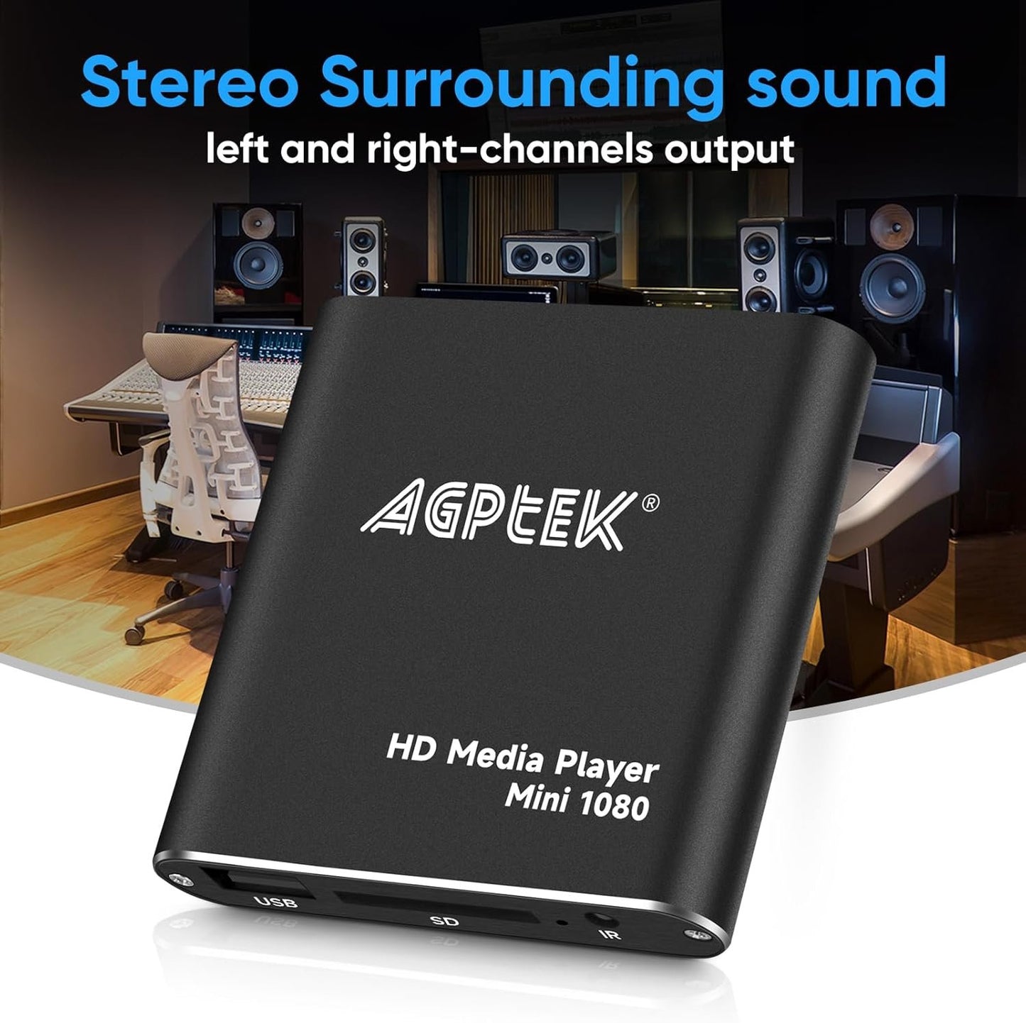 AGPtek HDMI Media Player, Black Mini 1080p Full-HD Ultra HDMI Digital Media Player for -MKV/RM- HDD USB Drives and SD Cards