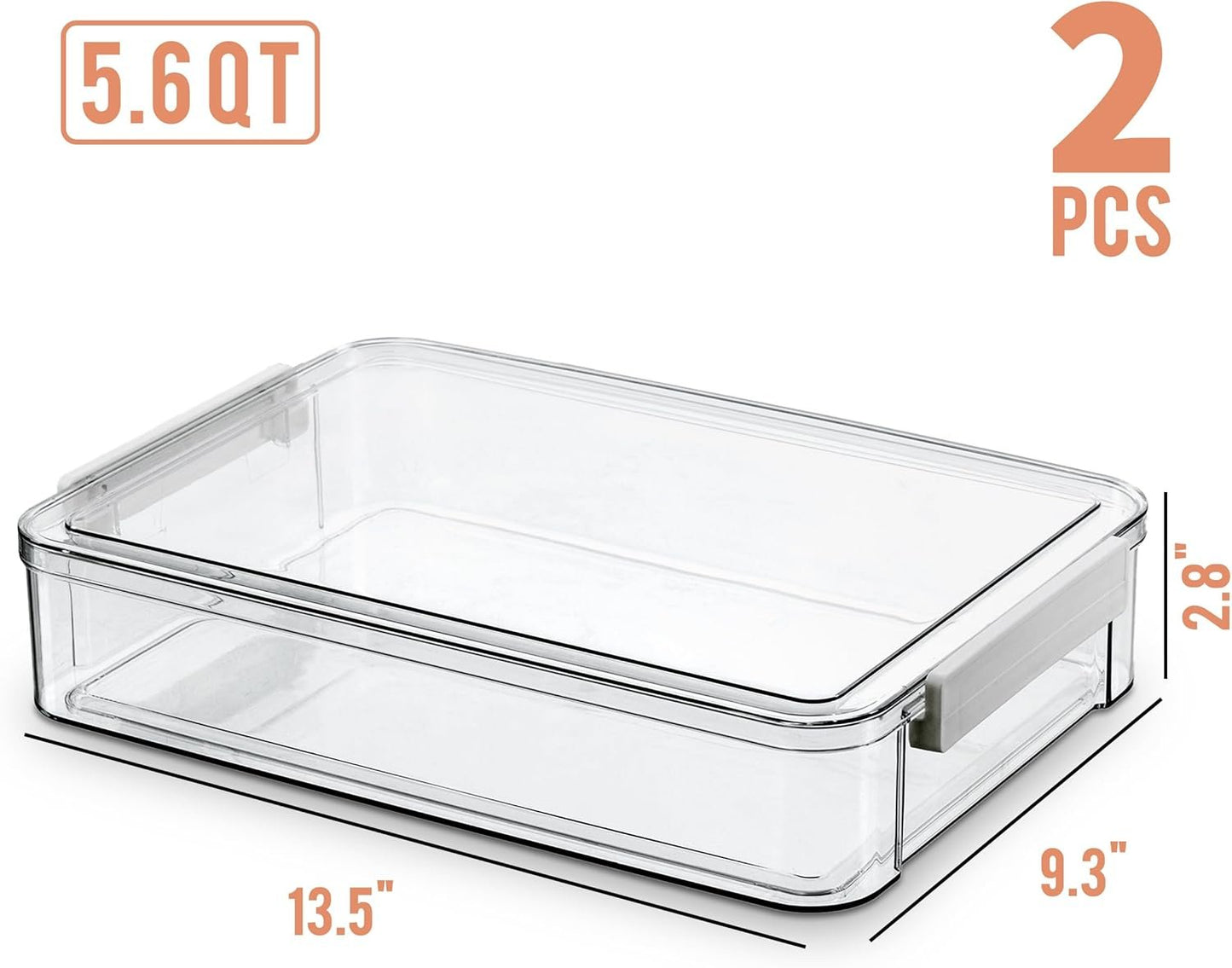 Citylife 2 Packs Clear Plastic Storage Boxes with Lids Stackable Storage Containers with Latches Portable Project Case Clear File Box for Organizing Documents, A4 Paper, Art Supplies and Crafts