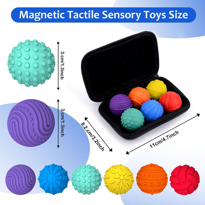 6Pcs Sensory Fidget Ball Toys, Magnetic Stress Balls, Rainbow Silicone Sensory Balls, Quiet Desk Toys for Adults and Children (B)