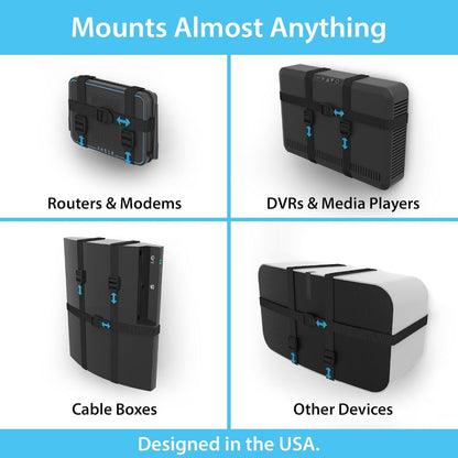 TotalMount Universal Mount for Electronics – Adjustable and Secure Wall Mount for Your Cable Box, Router, Modem, Wi-Fi Devices, DVR, and More