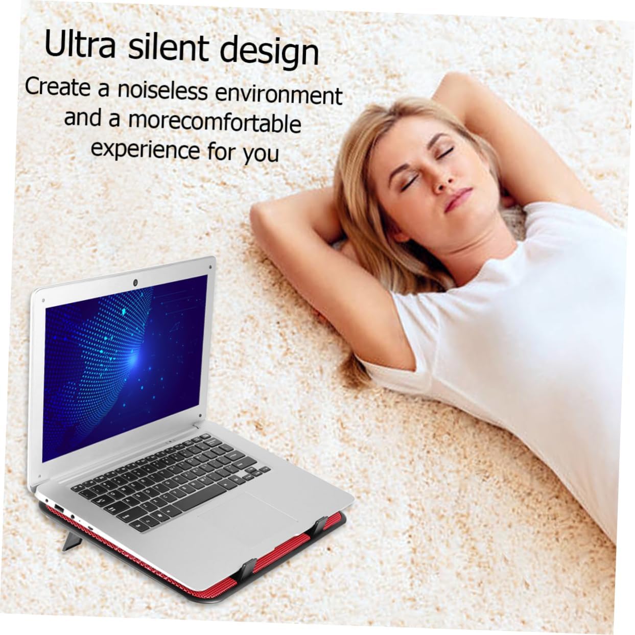 COHEALI 5V Laptop Cooling Pad with Dual Fans USB Notebook Cooler Stand Ergonomic Design for Optimal Heat Reduction Angles Portable Lightweight Red
