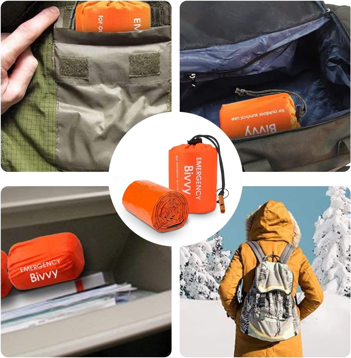 Emergency Sleeping Bag, Survival Sleeping Bag, Survival Bivvy Bag,Waterproof Emergency Blanket, Warm Tube Tent, Ultralight, Heat-Repellent, Cold Protection, Rescue Tent for Outdoor Use (1PC)