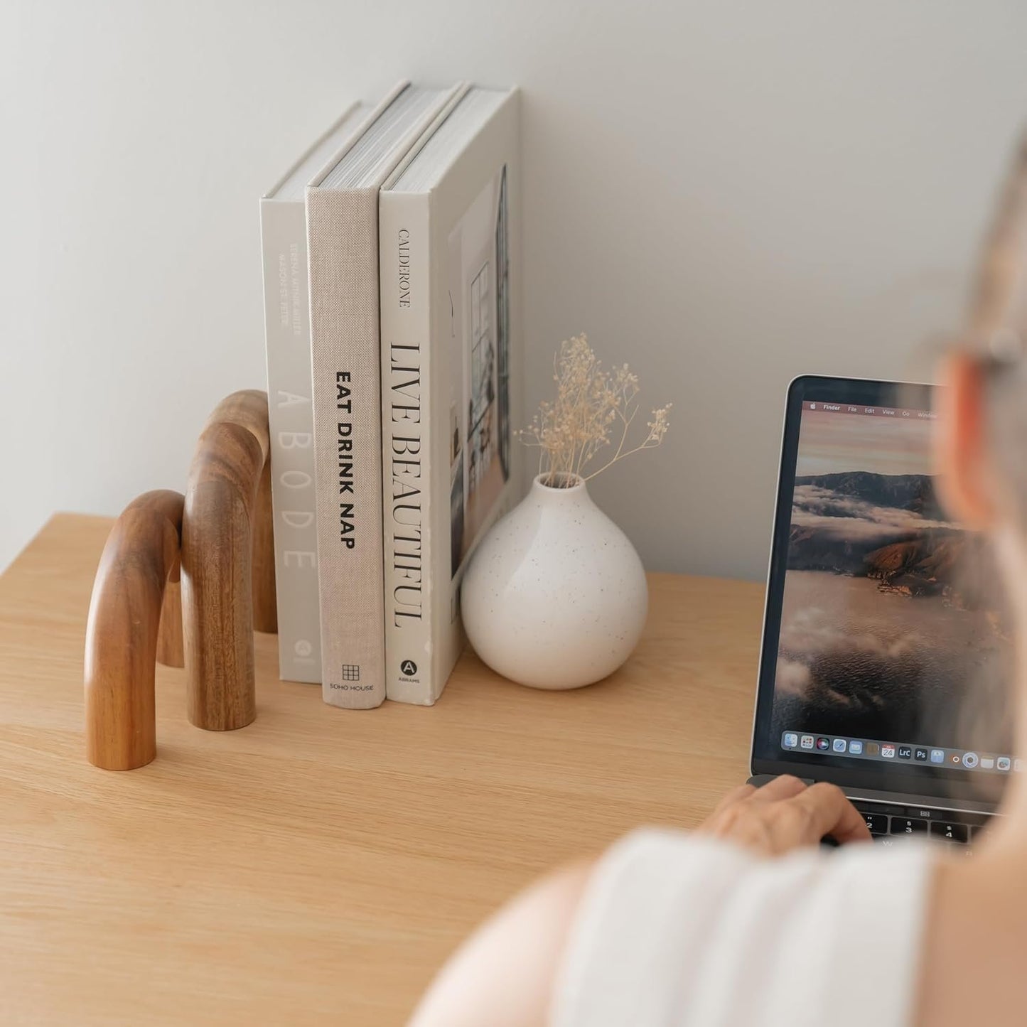 PEAKOLY Wood Arch Bookshelf - Modern Home Decor Accents for Coffee Table, Entryway, Living Room, Desk - Decorative Objects and Aesthetic Shelf Items