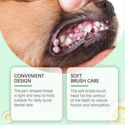 Pet Toothbrush Pen, Dog Personal Care Cleaner, 0,51 x 4,96 Inches Cat Buccal Tool Bad Breath Eliminator, Teeth Brightener Portable Health Care Solution for Travel, Vet, Visita, Igiene giornaliero
