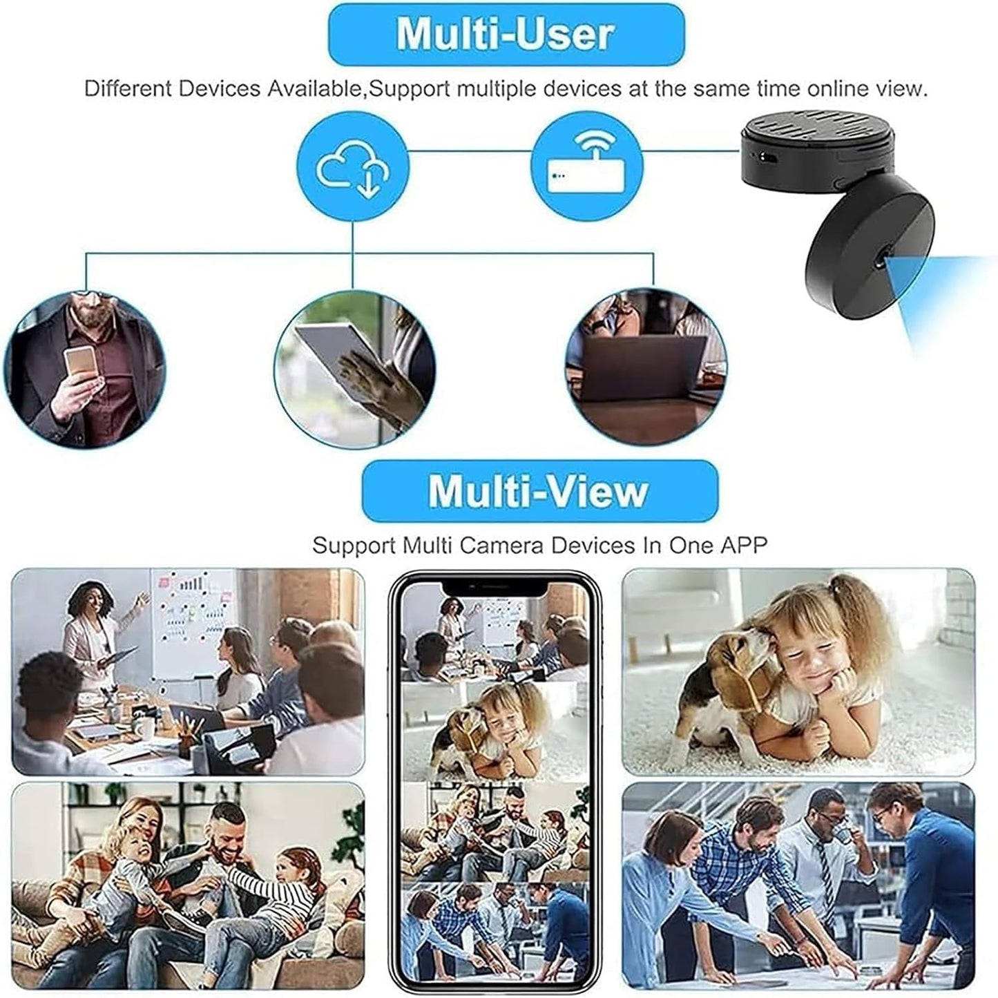Secret Scope Camera, Secret Scope Mini Security Camera, Mini Wire-Free Monitor with Night Vision Function, WiFi Camear Outdoor Wireless 1080p HD (Black, 3)