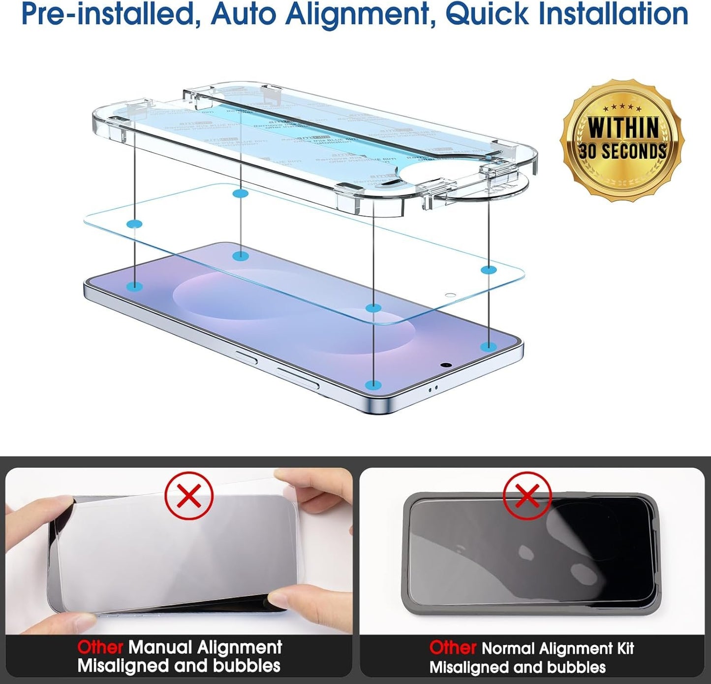 amFilm (2+2 Pack) OneTouch Compatible with Samsung Galaxy S25 Edge (2025), Tempered Glass Screen Protector, 9H Hardness with Tempered Glass Camera Lens Protector, Easiest to Installation