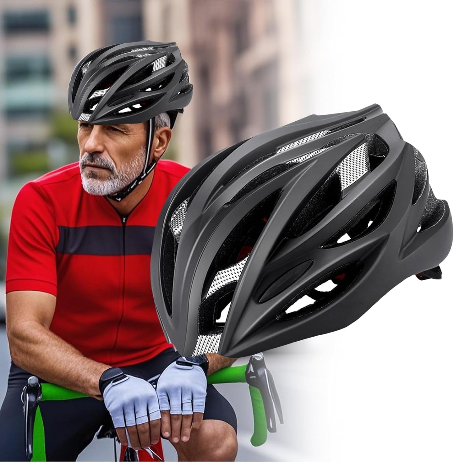 Riding Safety Hat, Motorcycle Bike Gear, Full Coverage Adjustable Fit Breathable Protective Lightweight for Travel Outdoor Road Trip Sports Hiking