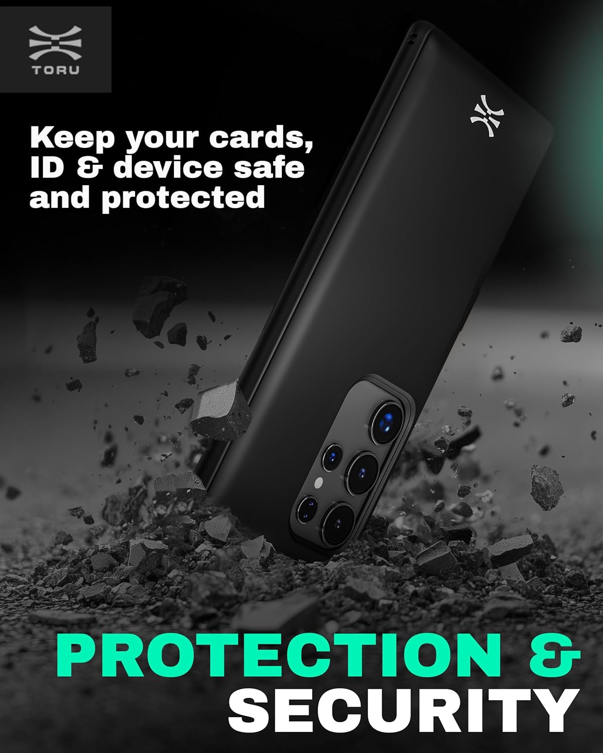 TORU CX Hybrid for Samsung Galaxy S23 Ultra Wallet Case | Dual Layer Slim Protective Hard Cover with Hidden 2-Credit Card Slot Holder - Blue