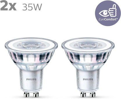 PHILIPS LED Classic Light Bulb 2 Pack [GU10 Spot] 3.5W - 35W Equivalent, Warm White (2700K), Non Dimmable