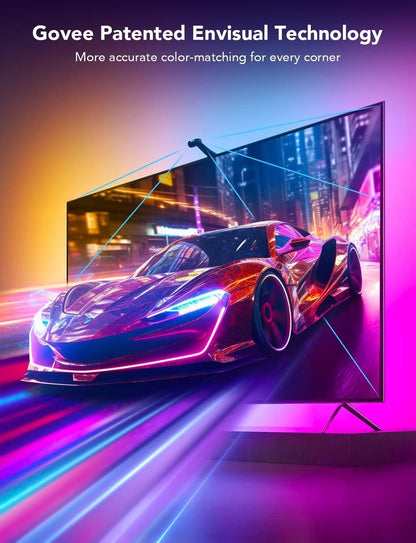 Govee Envisual TV LED Backlight T2 with Dual Cameras, 16.4ft RGBIC Wi-Fi TV LED Backlights for 75-85 inch TVs, Double Light Beads, for Home Decorations, Smart App Control, Music Sync