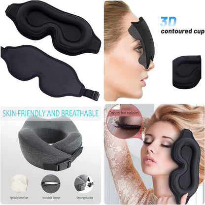 Travel Pillow 100% Pure Memory Foam Neck Pillow, Pillows for Sleeping, Car and Airplane Travel Essentials, Travel Kit with 3D Contoured Eye Masks, Earplugs and Luxury Luxury Bag (Grey)