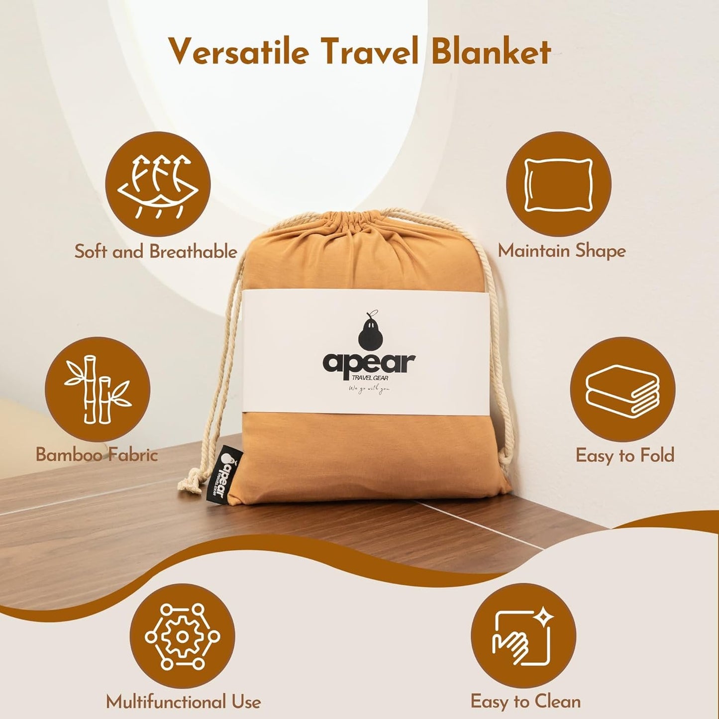 16-in-1 Compact Travel Blanket with Bag – Reversible, Ultra Soft Bamboo Airplane Blanket with Hidden Pocket - Packable for Flights, Camping, Picnic, Travel Essentials