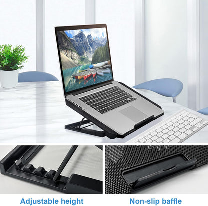 Laptop Cooling Pad and Stand for 11-15.6 Inch Gaming Notebooks - 2 Turbine Fans, 4 Angle Adjustable, Black