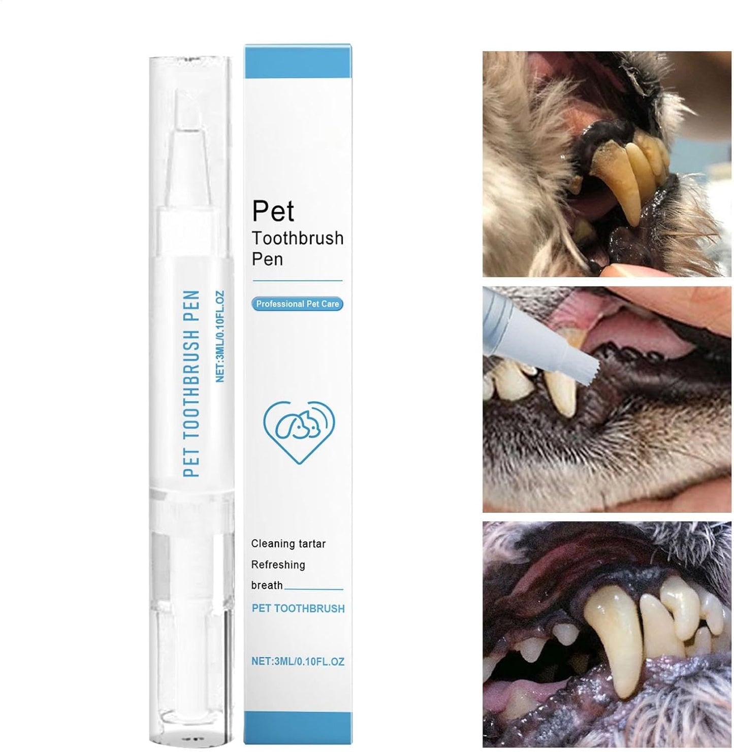 Pet Toothbrush Pen, Gentle Oral Care Tool, Ergonomic Dog & Cat Toothbrush, Soft Bristles on Sensitive Teeth, Compact Design, Ideal for Home or Travel, Perfect for Dogs, Puppies, and Cats