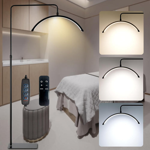 Duowelly 48w Led Floor Lamp with Remote Controller, Half Moon Eyelash Floor Light,Tattoo Light, Estheticians Light for Eyelash Extensions, Beauty, Skincare, Eyelash, Eyebrows,Black