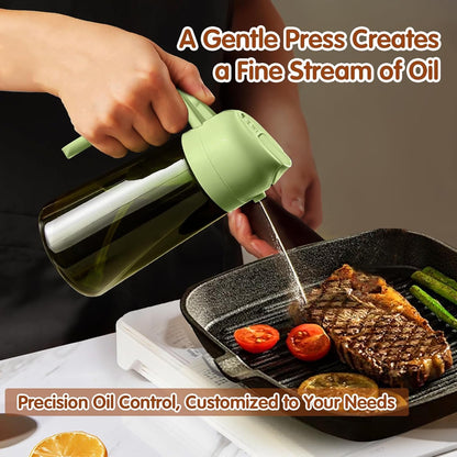 YARRAMATE 16oz/470ml Light-Blocking 2 in 1 Dark Oil Sprayer for Cooking, PremiumFood-Grade Dark Green Olive Oil Dispenser Bottle for Kitchen, Air Fryer, BBQ (Green)