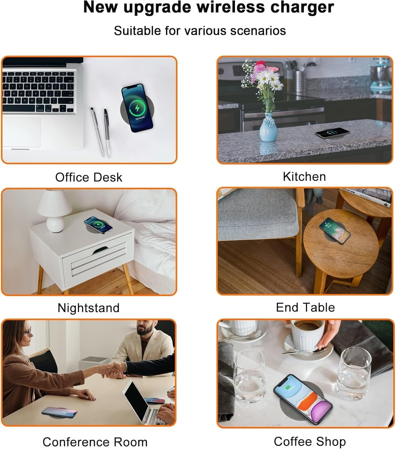 NiiTTER 50mm Under-Desk Wireless Charger, Invisible Wireless Charger, Under-Counter Wireless Charging for iPhone 16/15/14/13/12/ Wireless Phones (Adapter Included)