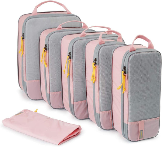 BAGSMART 6 Set Compression Packing Cubes, Lightweight Vacation Travel Essentials for Women, Travel Accessories for Suitcase Organizer Bags Set, Durable Luggage Organizer Travel Bags