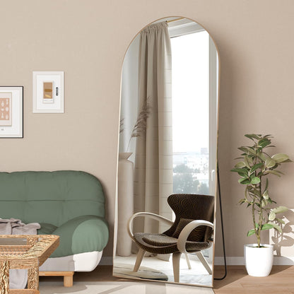 NEUWEABY Arched Floor Mirror 65"x24" Arch Full Length Mirror with Stand Gold Large Wall Mirror Full Body Mirror Standing Hanging or Leaning Against Wall for Bedroom Entry, Living Room