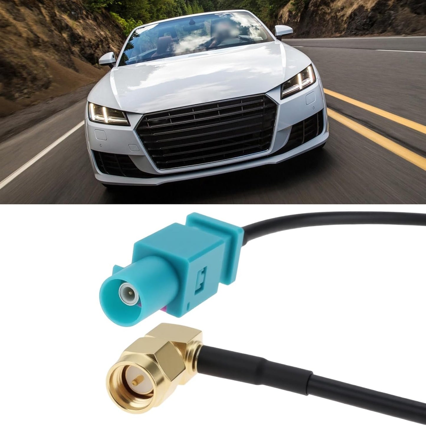 YINETTECH Fakra Z Male to 90 Degree SMA Male Car GPS Antenna Adapter Cable 15cm Wire