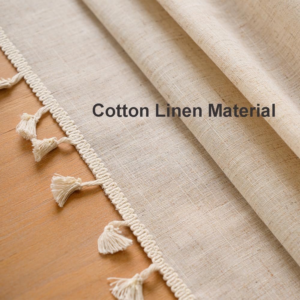 Anaado Cotton Linen Large Table Cloth for Dining Table 14 Seater, Table Cover Picnic Tabletop Decorations, Beige,60''x142''