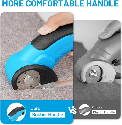 PHIRAH Cordless Cardboard Cutter, 4V Electric Scissors for Carpet and Leather, Box Cutter Tool with Safety Trigger, Powerful Rotary Cutter for Cutting Carpet, Cardboard, Leather, Paper, Plastic