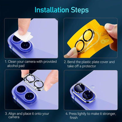 iVoler 4-Pack Camera Lens Protector for iPhone 16 / iPhone 16 Plus Screen Protector Tempered Glass, Case Friendly, Anti-Scratch, Easy Installation, HD Clear