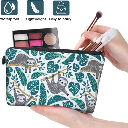Sibba Makeup Bag Small Organizer Toiletry Cosmetics Black Mini Nylon Sunflower Make Up Pouch Zipper Back to School Accessories Teenagers Women Travel Lazy Green Bags, green, Bag Organizer