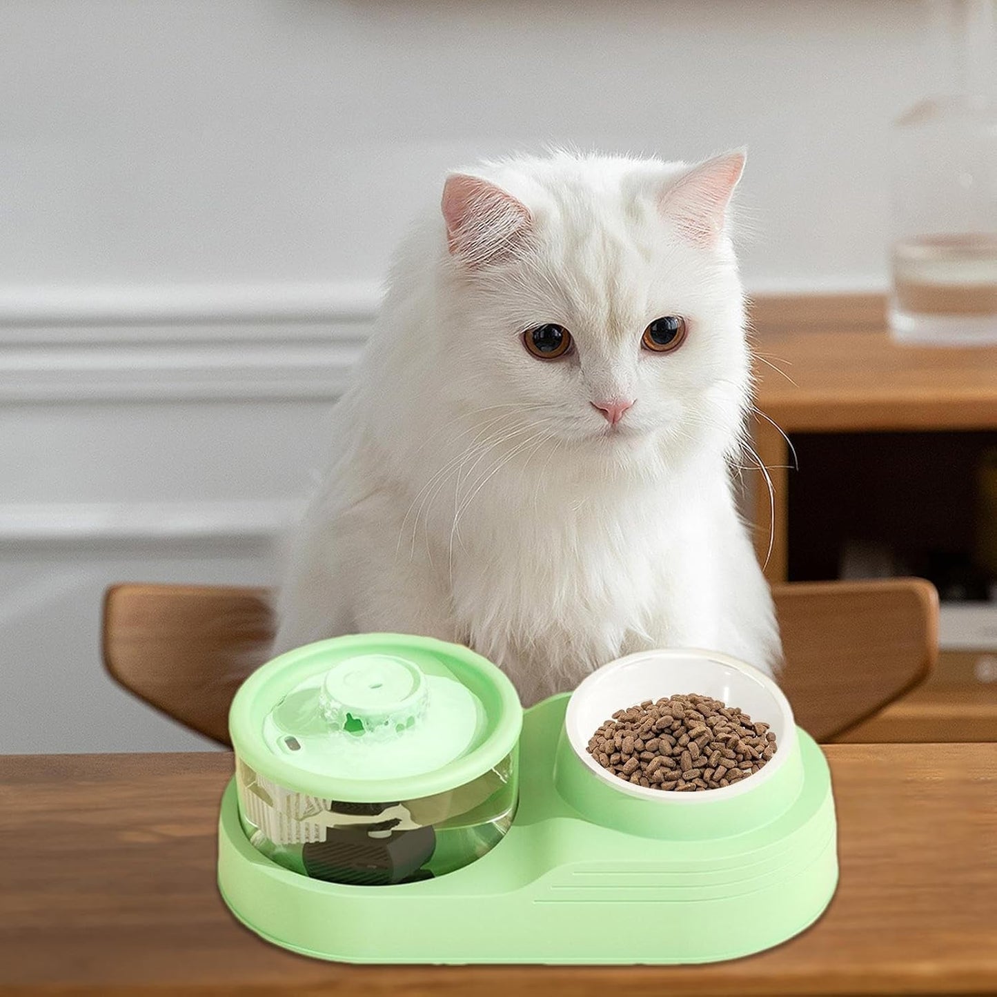 Pet Water Dispenser | Cat Feeding Station,Tilt Cervical Support, Quiet Design, Feeding & Watering Supplies for Home Use