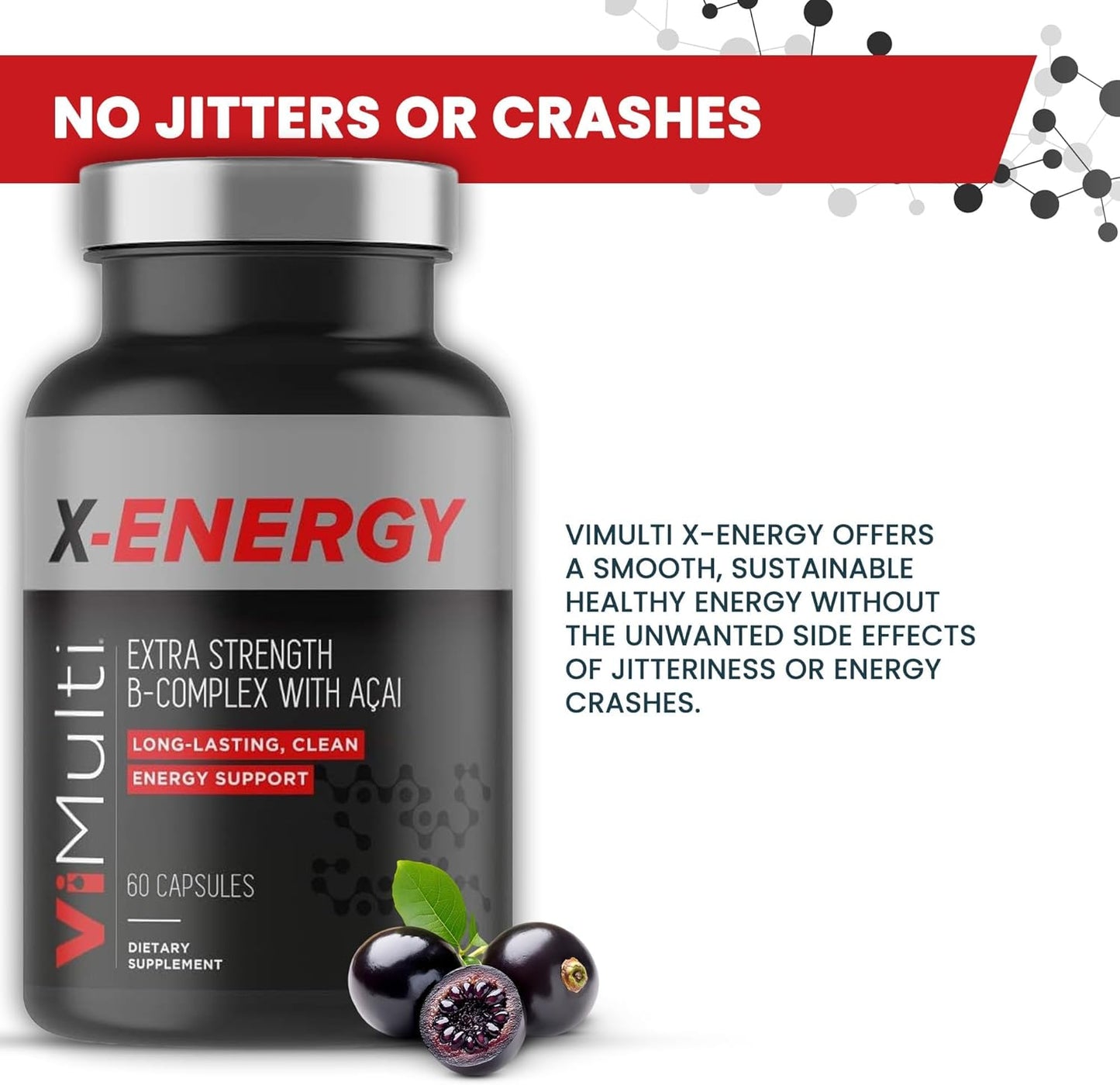 Vitmulti Ultimate Wellness Bundle: Anti-Aging Supplement Pills & Energy Supplements for Men and Women, Natural Amino Acids & B Complex Multi Blend with Acai for Energy, Immune Health, 60 Capsules Each
