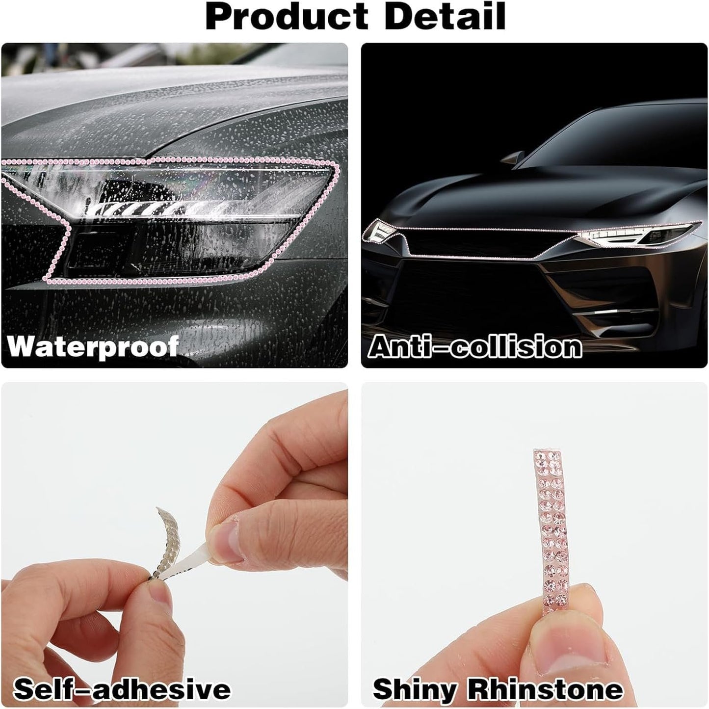 SAHENITEANA 16.4Ft Bling Car Trim Self Adhesive, DIY Rhinestone Interior Accessories Set for Women, Dashboard Decoration Strips Line Molding (Silver)