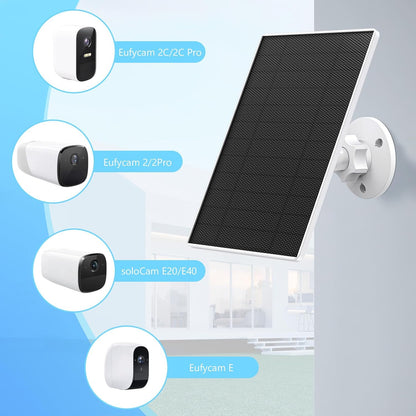Solar Panel for eufy Camera,6W Solar Panel for Eufy E,2C/2C Pro,2/2Pro,E20/E40,Solo,SoloCam Spotlight,IP65 Waterproof USB-C Solar Panel Charger for Eufy with Micro USB Connector & Rubber Plug(Black)