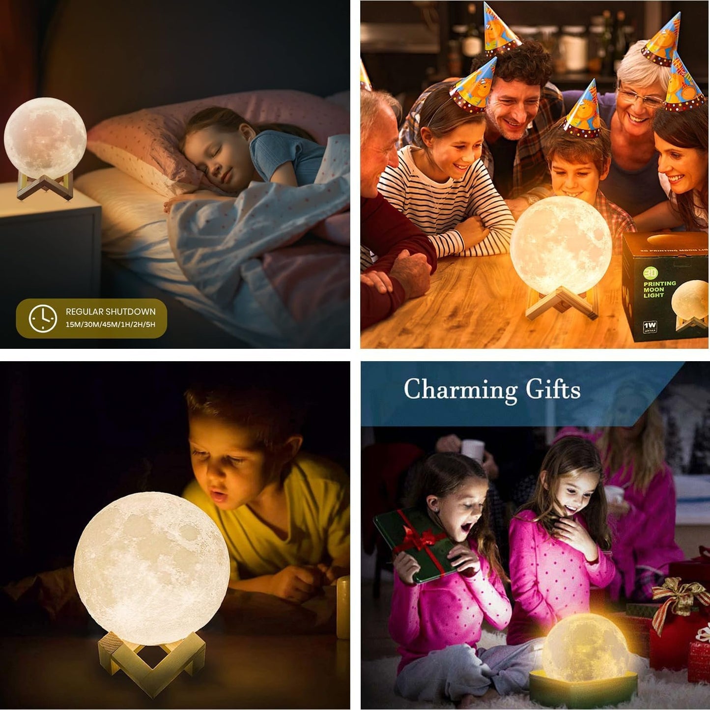 CPLA Moon Lamp Upgrade 128 Colors, 5.9inch/ 15cm 3D Night Light Wooden Stand & Remote/Touch Control and USB Rechargeable, Gifts for Women Girls Boys Girlfriend Birthday