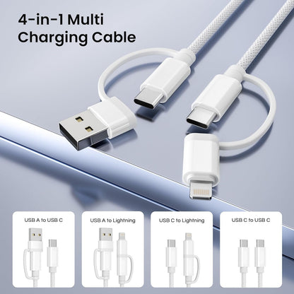 Basesailor iPad Mini 7 Charger,4 in 1 USB C Cable 6.6ft,60W Multi Charger Cord Universal Charging with USB A/Lightning Adapter for AirPods Pro 2 2023,AirPods Max 2024,iPhone 16 15 14,Apple iWatch 10 9