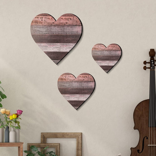 Wooden Heart Wall Decorations, (3 Pieces) Home Decorations Modern Birthday Bedroom Home Decor Modern Home Design Wall Decor (Brown)