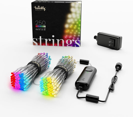 Twinkly Strings – App-Controlled LED Lights String with 250 RGB+W (16 Million Colors + Pure Warm White) LEDs. 65.6 feet. Clear Wire. Indoor and Outdoor Smart Lighting Decoration