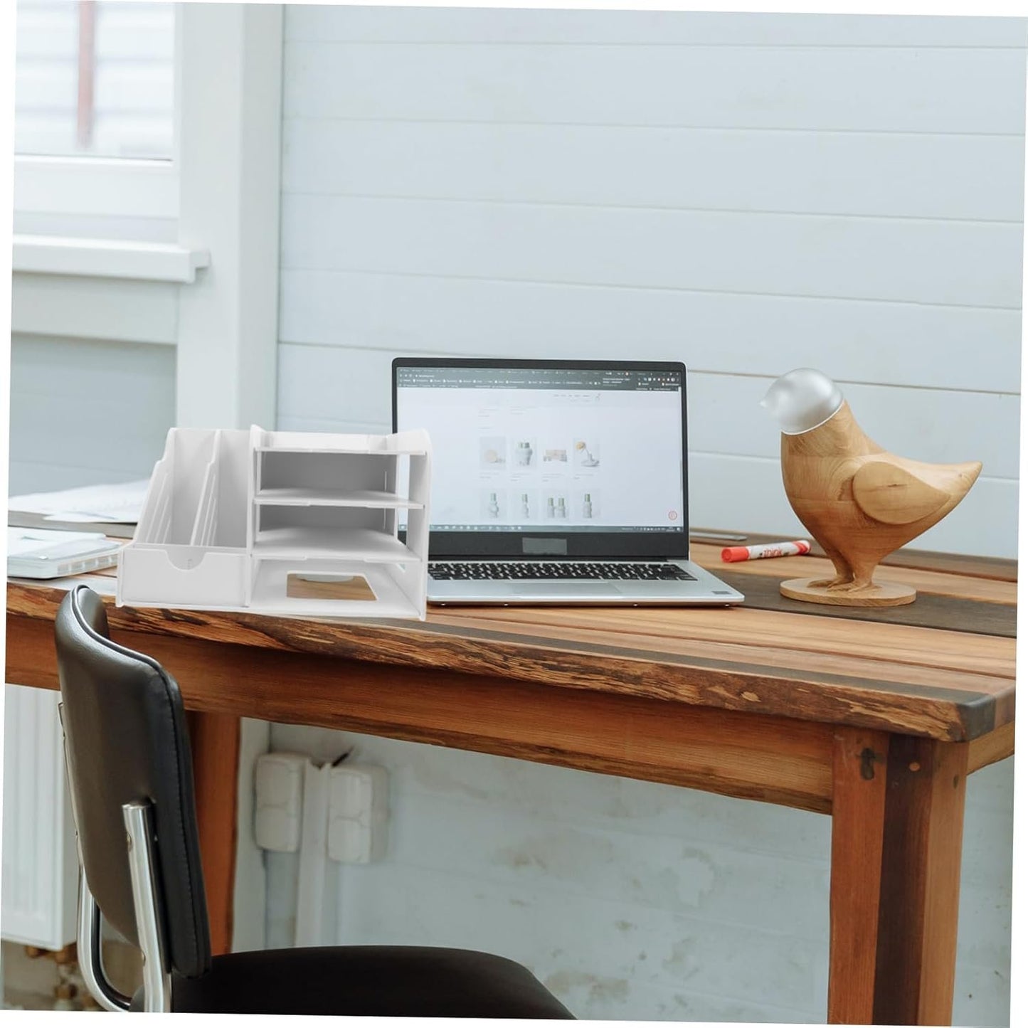 TEHAUX Multi File Organizer for Desk Elegant White Document Storage Rack Holder Stand for Home Office Classroom Workspace Organization