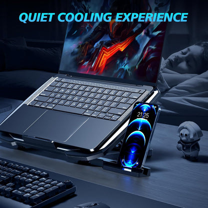 AIMIUZI Laptop Cooling Pad,Gaming Laptop Cooler with 5 Quiet Fans for 12-15.6 Inch,Laptop Cooling Stand with 5 Height Adjustable,2 USB Ports, Phone Stand