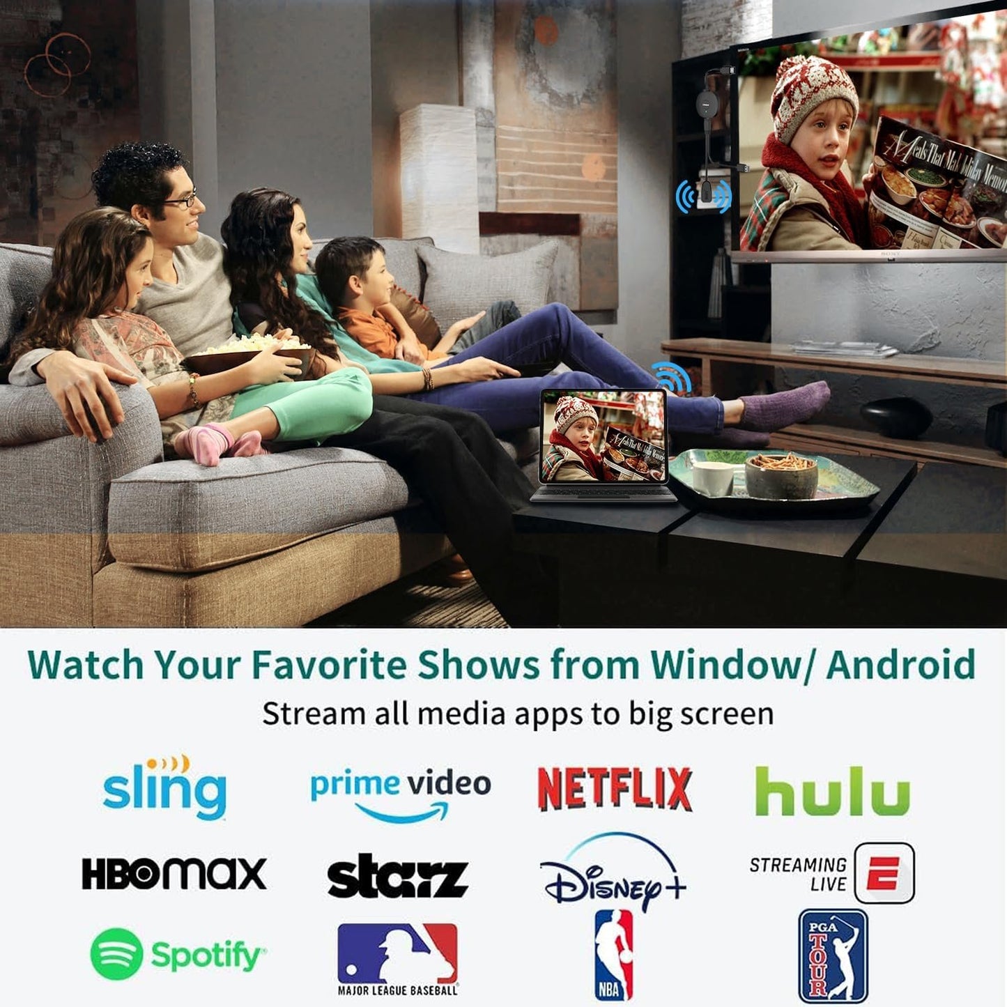 Wireless HDMI Display Adapter 4K 1080P, MpioLife WiFi Streaming Video Mirror Screen Receiver from iPhone, iPad, Android, PC, Tablet, Windows to HDTV/Monitor/Projector, Support Miracast, Airplay, DLNA