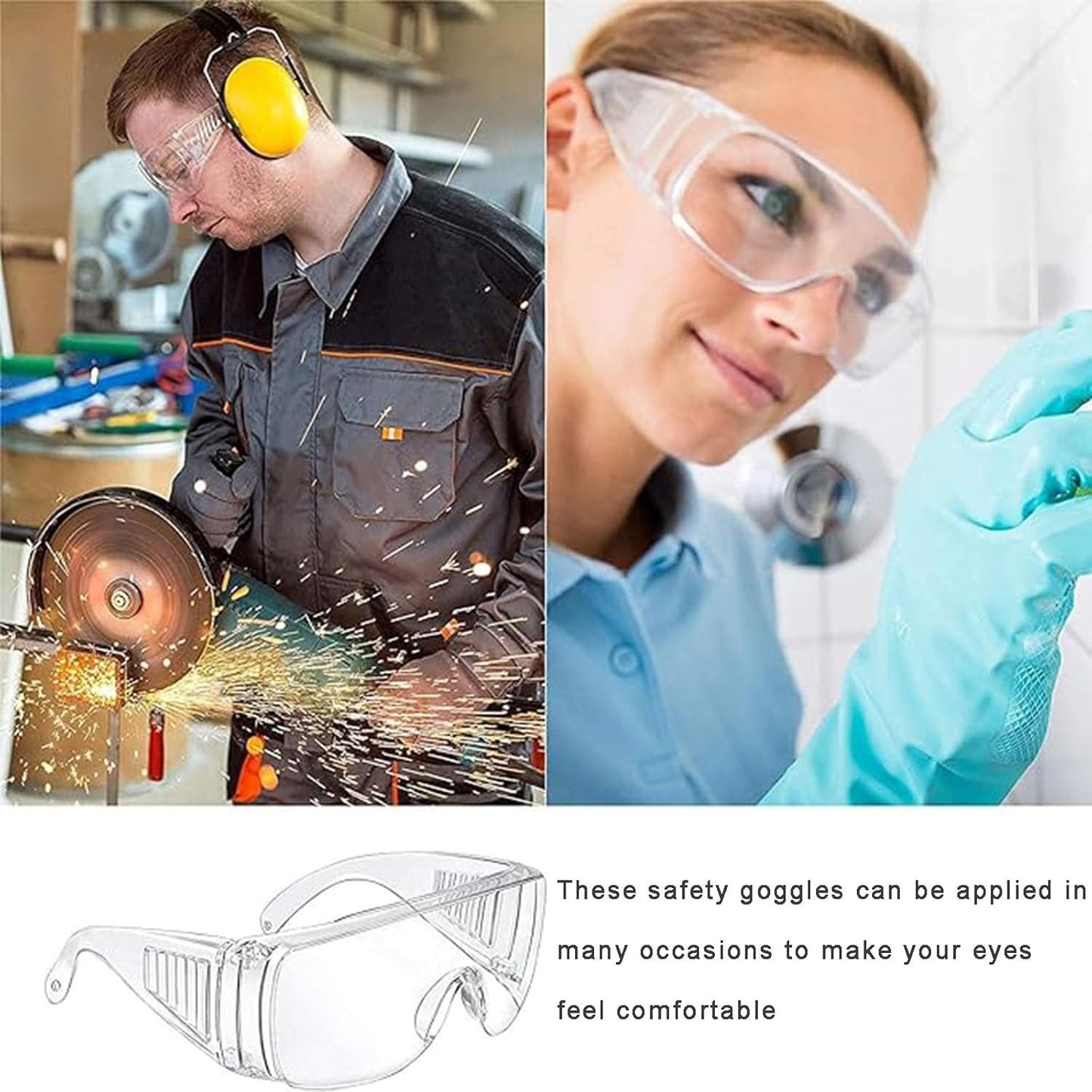 WTTUOAM 6 Pieces Clear Safety Glasses Over Glasses Goggles Anti- Fog/Scratch Eye Protective Polycarbonate Eyewear Safety Goggles for Shooting, Labs, Outdoor, Workplaces Safety Eye Protection