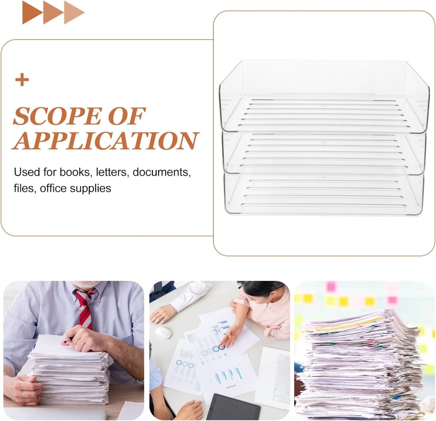 Tofficu Desk Organizer Storage Tray for Paper Pet Material Stackable Design for Efficient Workspace Organization for Office Home and School Use