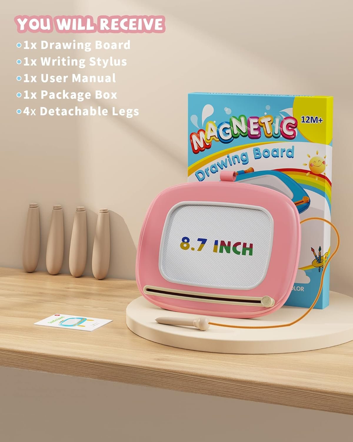Toys for 1 2 Year Old Girl, Toddler Girl Toys and Gift, Magnetic Drawing Board for Early Learning, Birthday Gift/New Year Gift for Baby Girls Boys, Doodle Board Kids Toys for Toddlers 1-3(Pink)