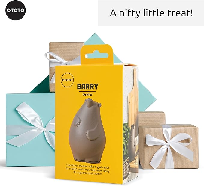 OTOTO Barry The Bear Box Cheese Grater - Compact Stainless Steel, BPA Free, Dishwasher Safe, Vegetable Shredder, Fun Kitchen Gadget, Cute Gifts