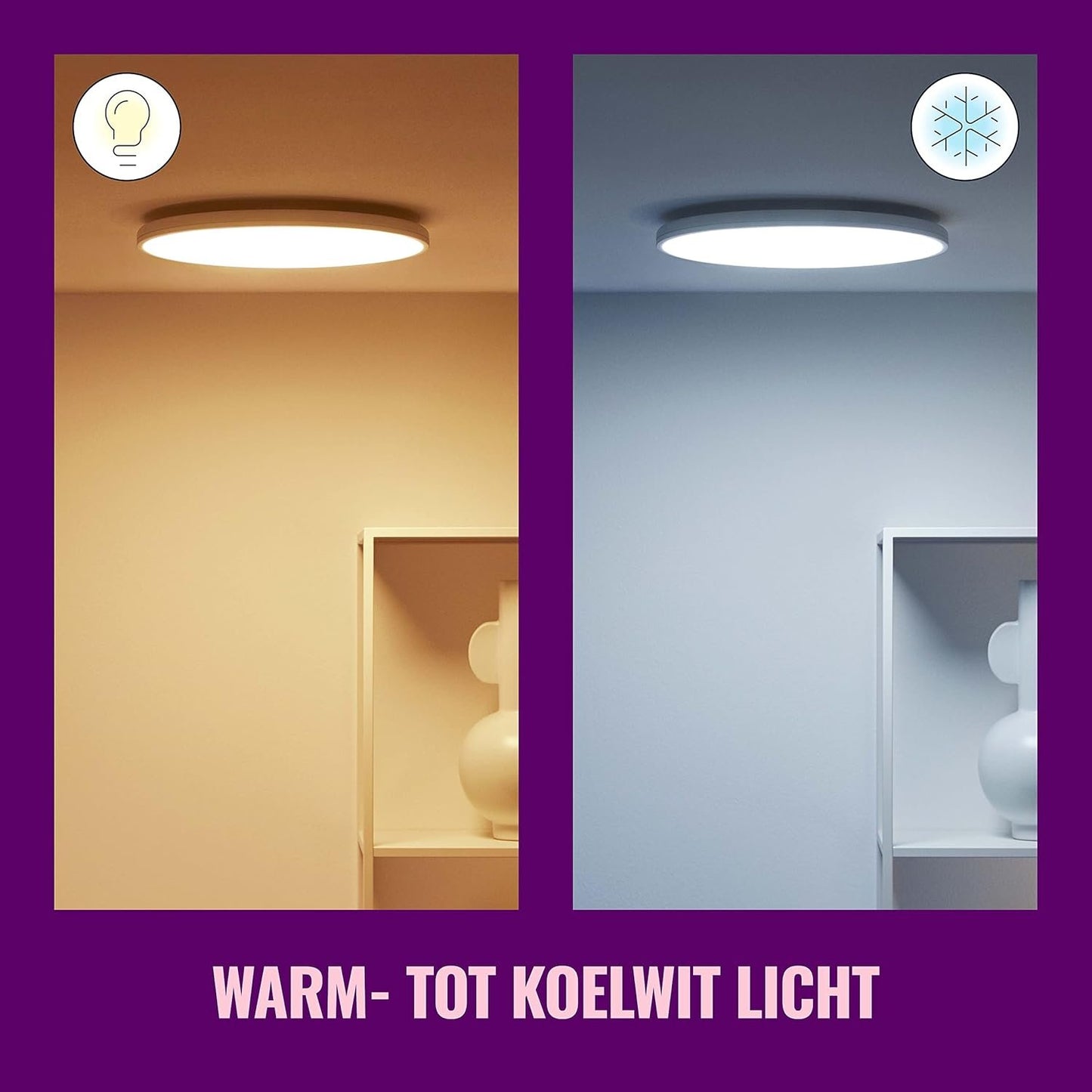 WiZ Colour Arca Smart Connected WiFi Dual Zone Ceiling Light. [White] App Control for Indoor Home Lighting, Livingroom and Bedroom