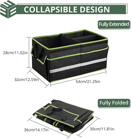 EYPINS Car Trunk Organizer Waterproof - 55x32.5x28 cm Collapsible Multi-Compartment Car Organizers with Lid, Dual Carry Handles Trunk Storage Box with 12 Pockets for SUV Truck Sedan Backseat