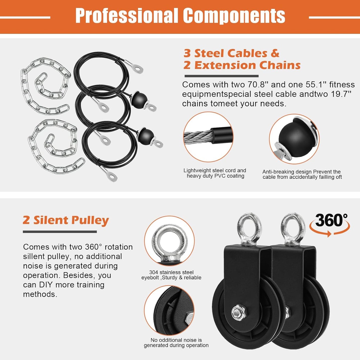 SERTT Fitness LAT and Lift Pulley System, Upgraded Pulley Cable Machine for Triceps Pull Down, Biceps Curl, Back, Forearm, Shoulder-Home Gym Equipment